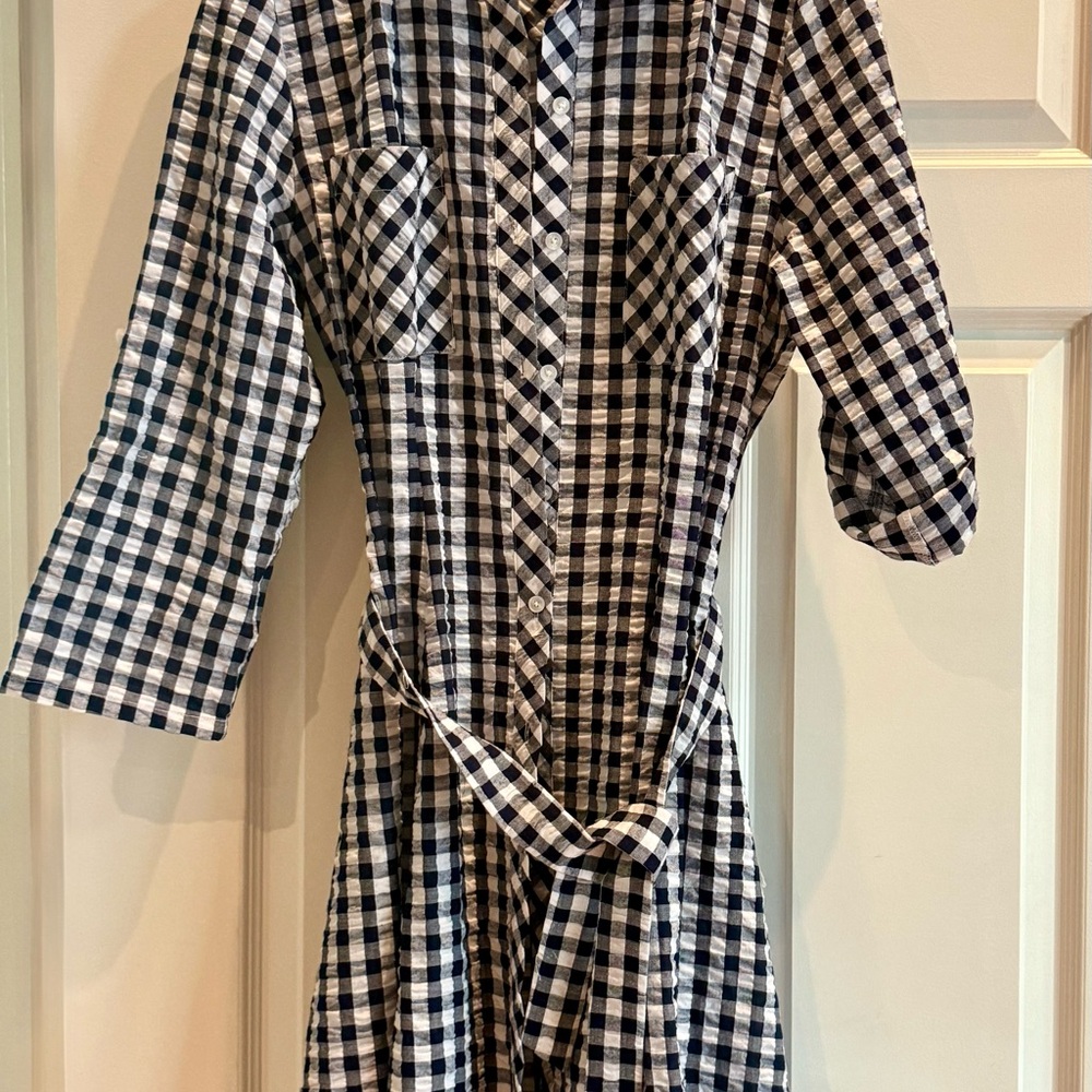Stylish Navy and White Checkered Dress
